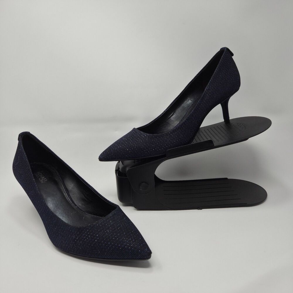 Michael Kors Flex Blue Black Glitter Pointy Kitten Heel Pumps Size 7.5M